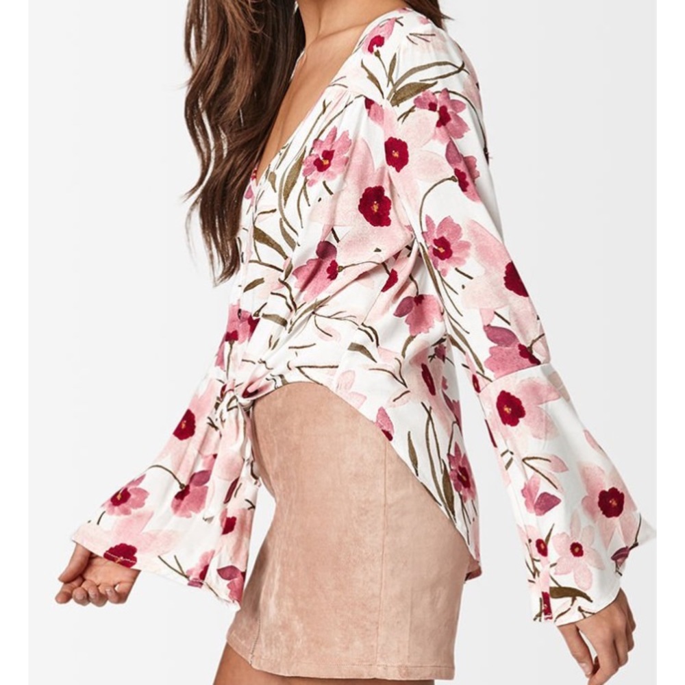 LA Hearts Button Down Tie Front Top